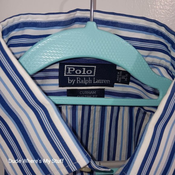 POLO RALPH LAUREN BLUE LABEL MEN'S LONG SLEEVE DRESS SHIRT MENS SIZE 16 (34/35) - Picture 3 of 3